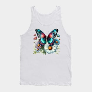 A butterfly decorated with beautiful colorful flowers. Tank Top